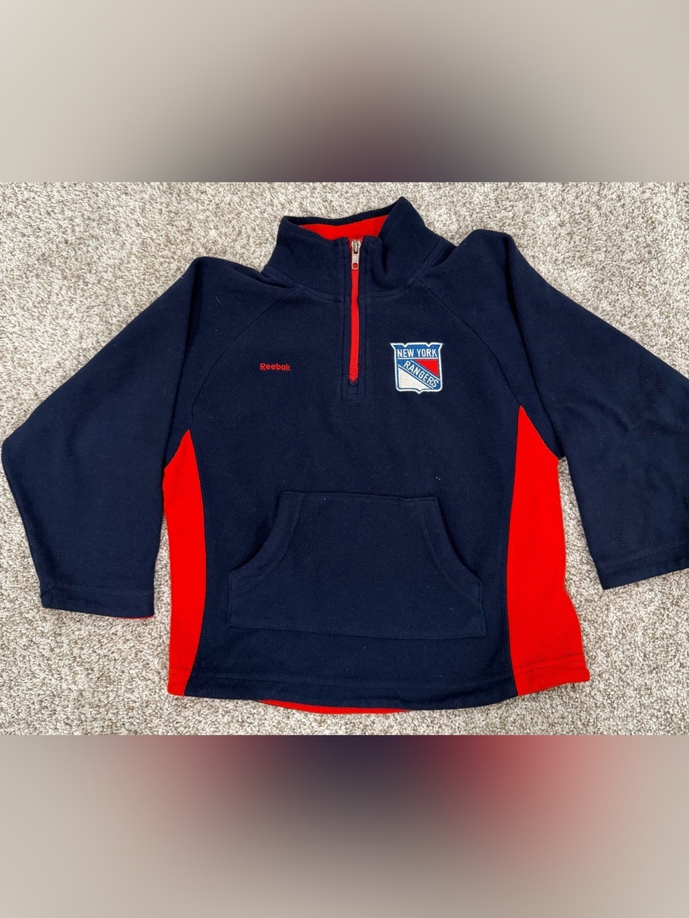VINTAGE NHL REEBOK New York Rangers Youth Fleece Quarter Zip Jacket
